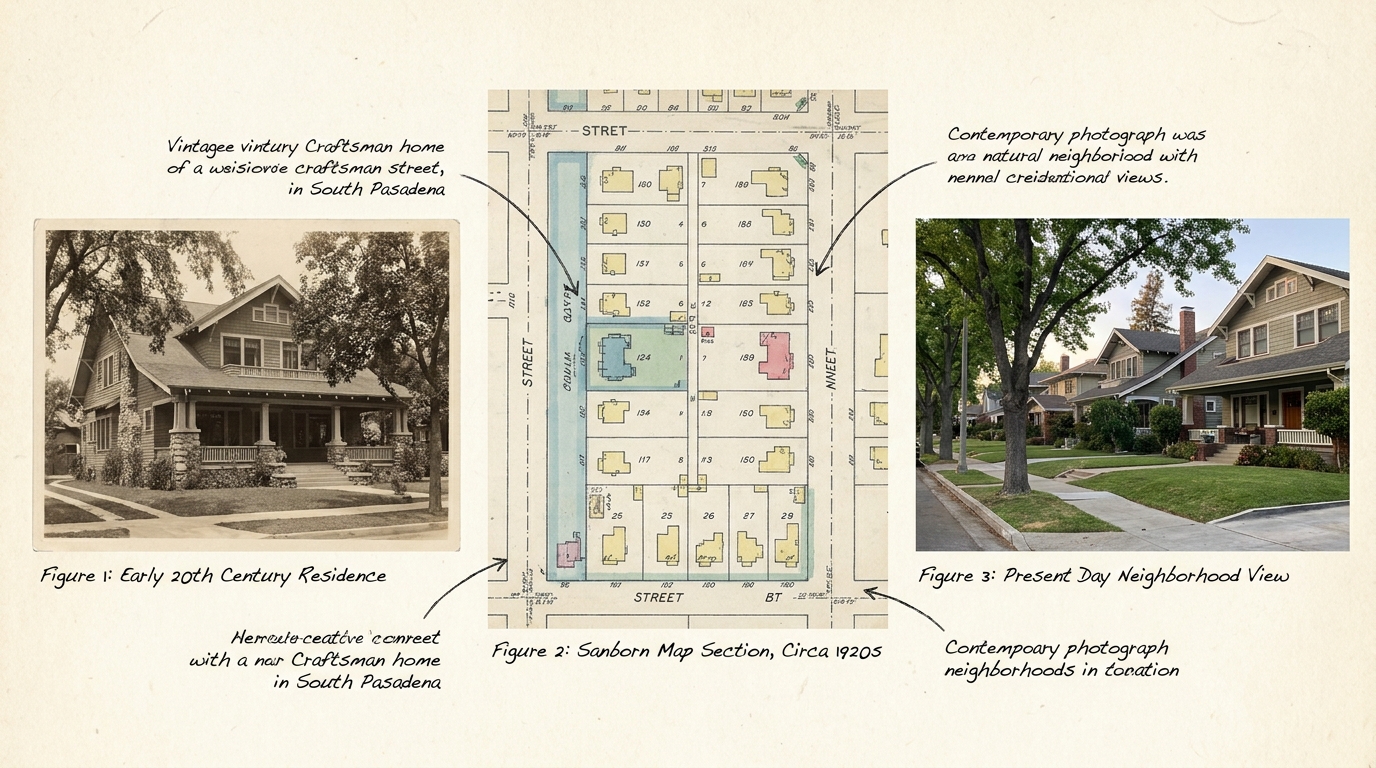 Historic photographs and maps for researching a South Pasadena home