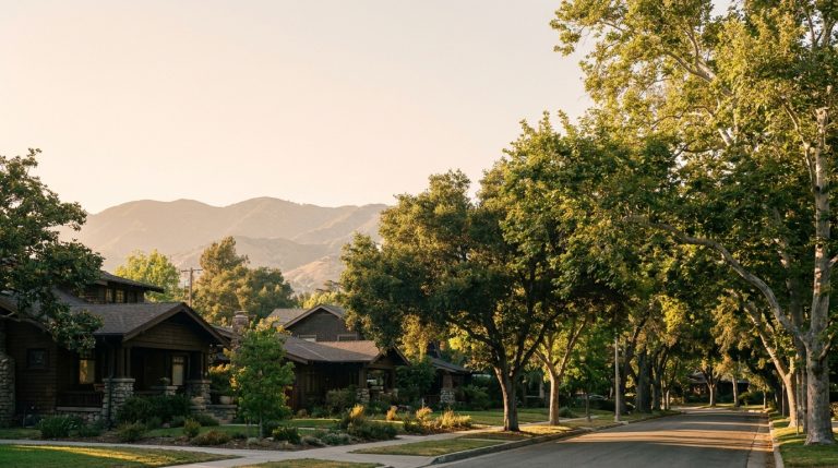 South Pasadena City of Trees historic neighborhood and mature urban canopy